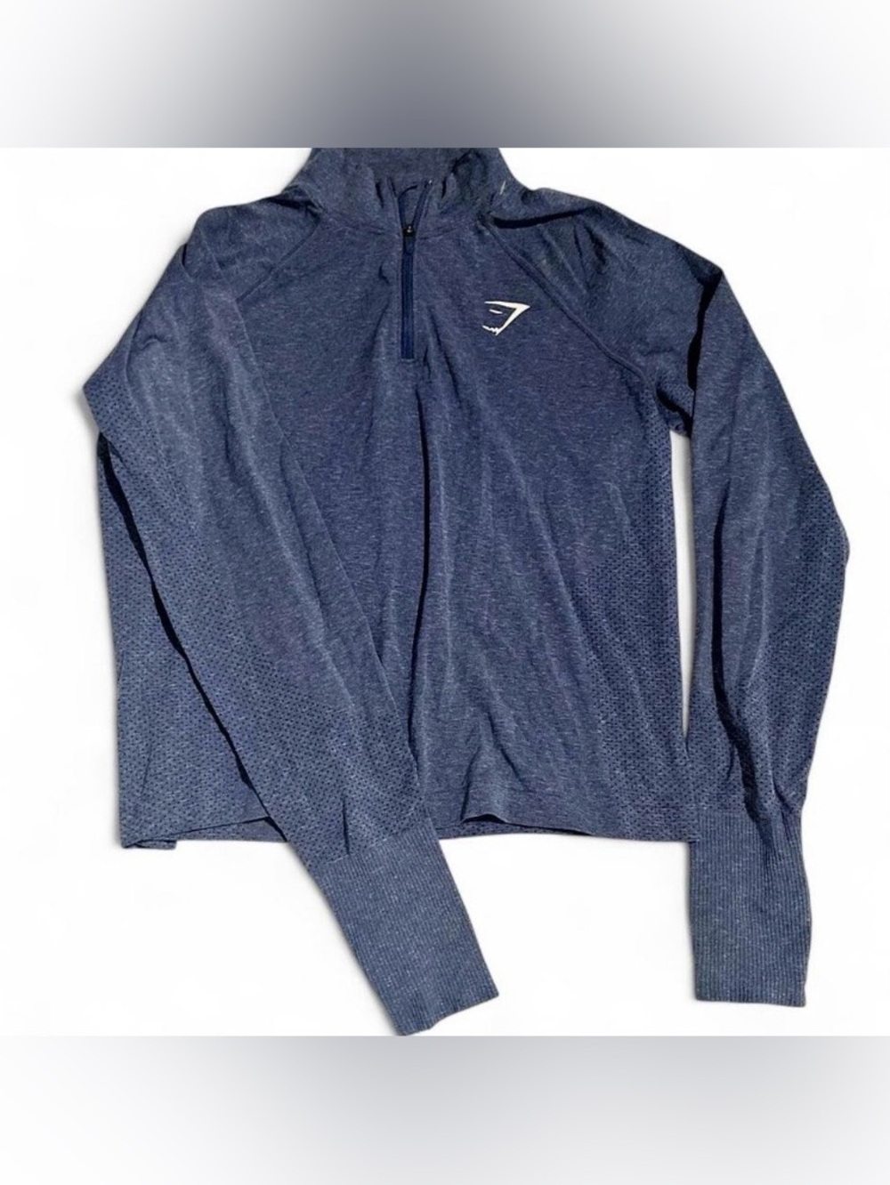 Gymshark Navy cropped Quarter-Zip Training Sweater with thumb holes